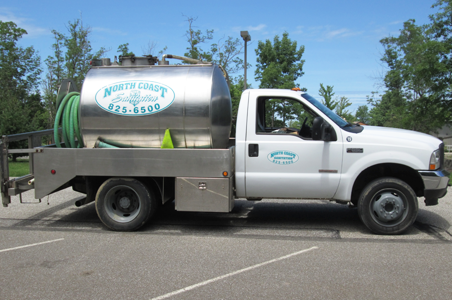 Our water truck makes it possible for North Coast Sanitation to replenish water to our flushable units and portable hand washing sinks.