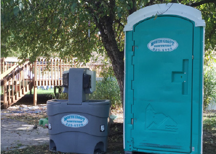 North Coast Sanitation rental hand sink and single unit portable toilet rental.