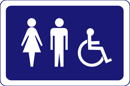Public porta potty sign.