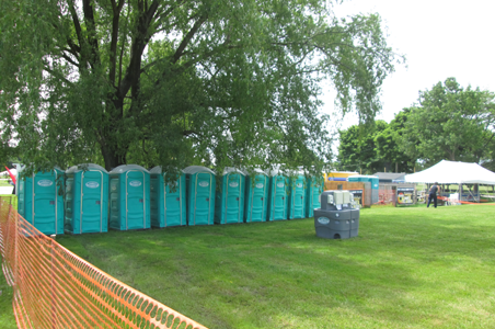 North Coast Sanitation portable toilet units and sink being used at picnic in Girard, PA.