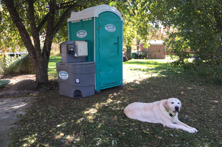 Portable potty rental at family reunion in Millcreek, PA is shown here.